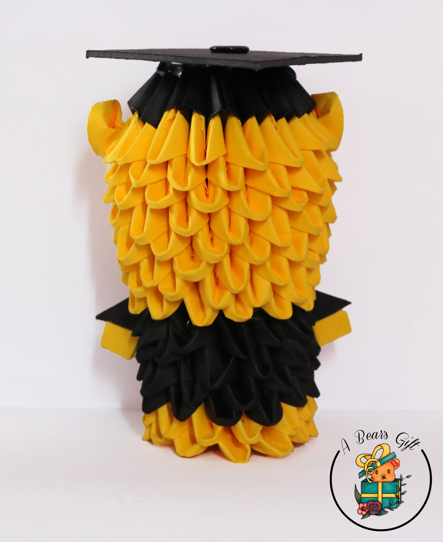 3d Origami Graduation Bear Figure - Yellow