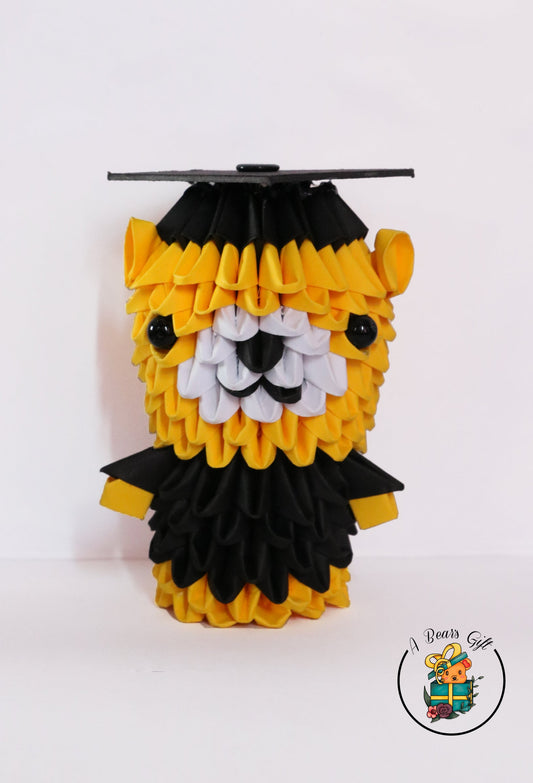 3d Origami Graduation Bear Figure - Yellow