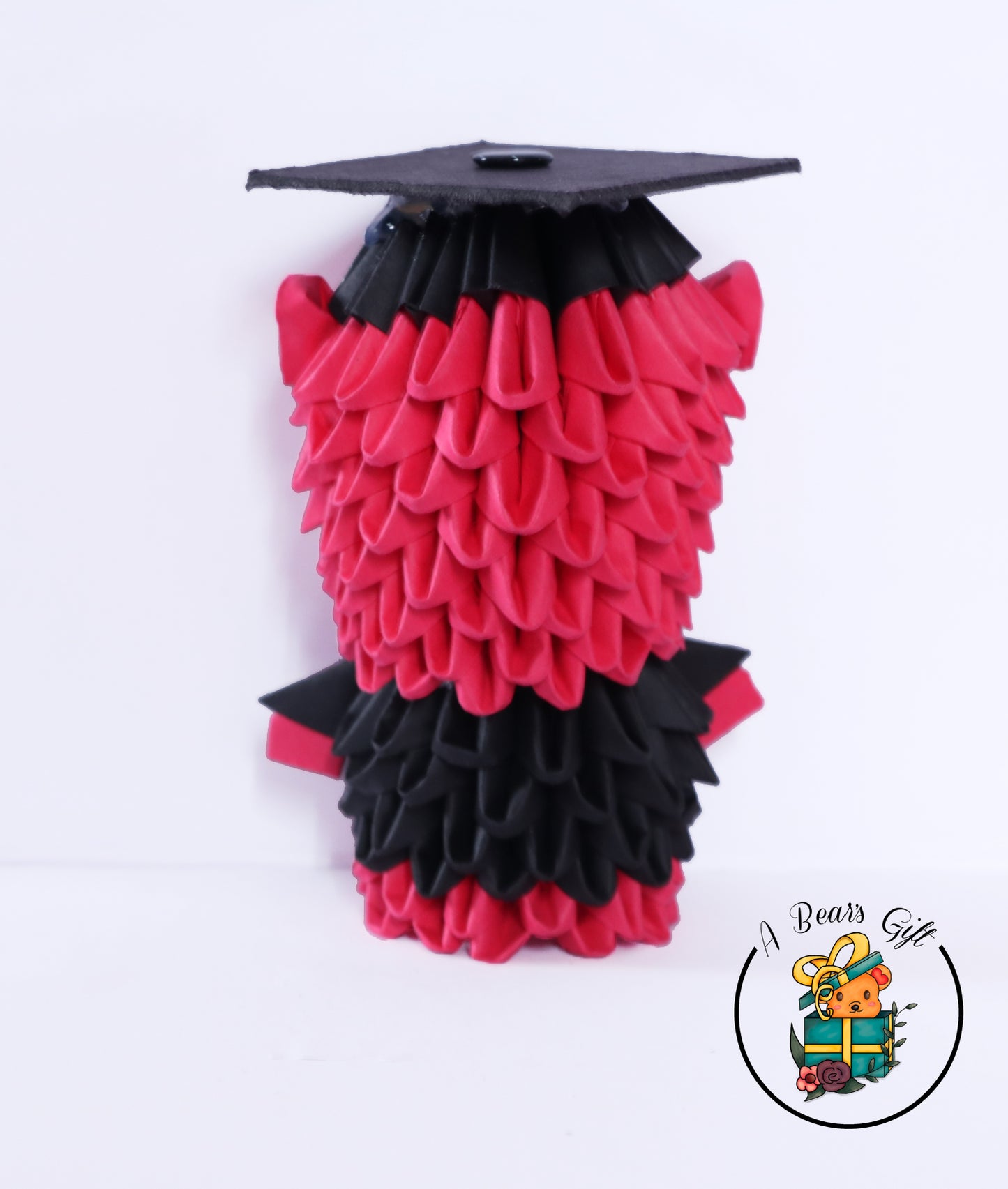 3d Origami Graduation Bear Figure - Red