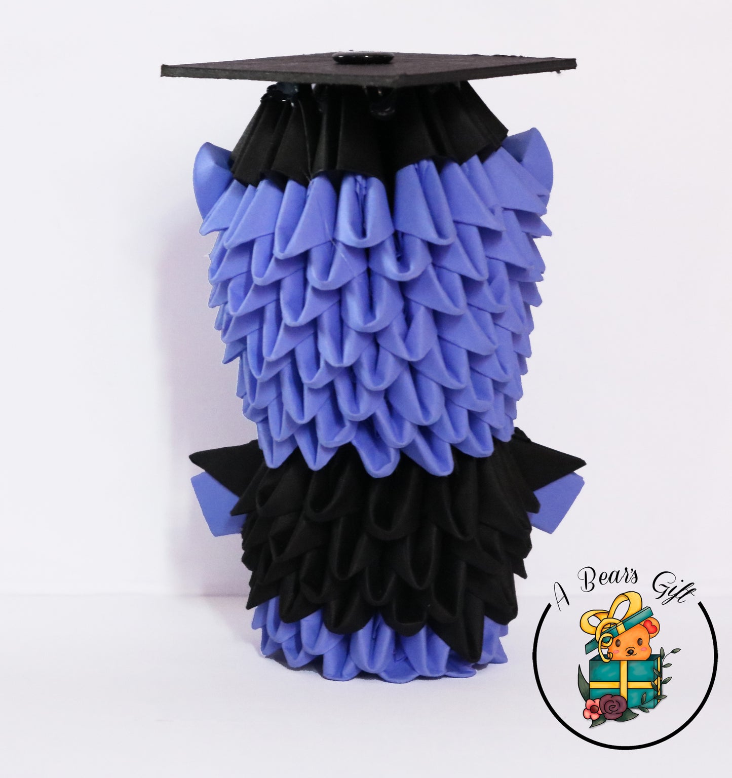 3d Origami Graduation Bear Figure - Indigo