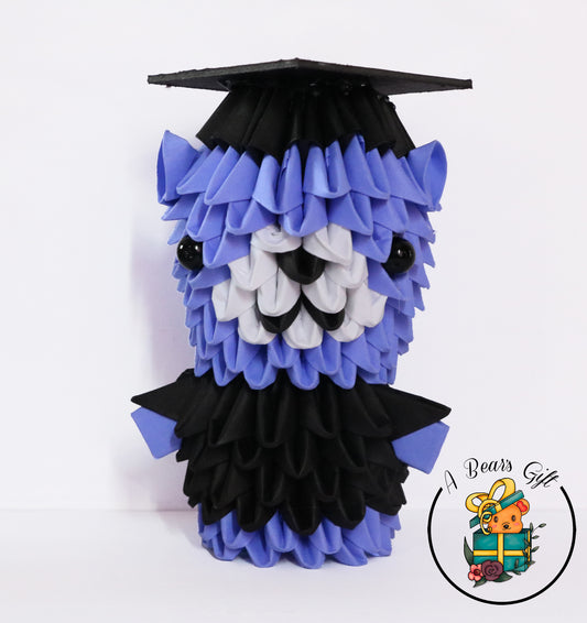 3d Origami Graduation Bear Figure - Indigo