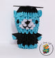 3d Origami Graduation Bear Figure - Blue