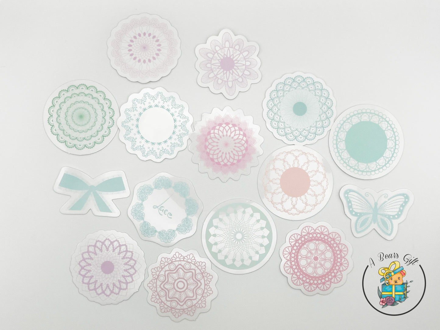 [CLEARANCE] Clear Die Cut Sticker 15PC- Lace