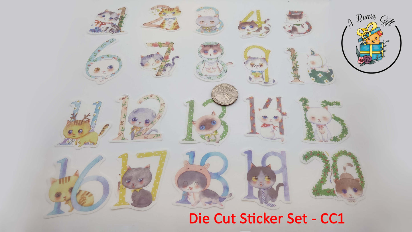 [CLEARANCE] Number Cat Die Cut Sticker - 20PC