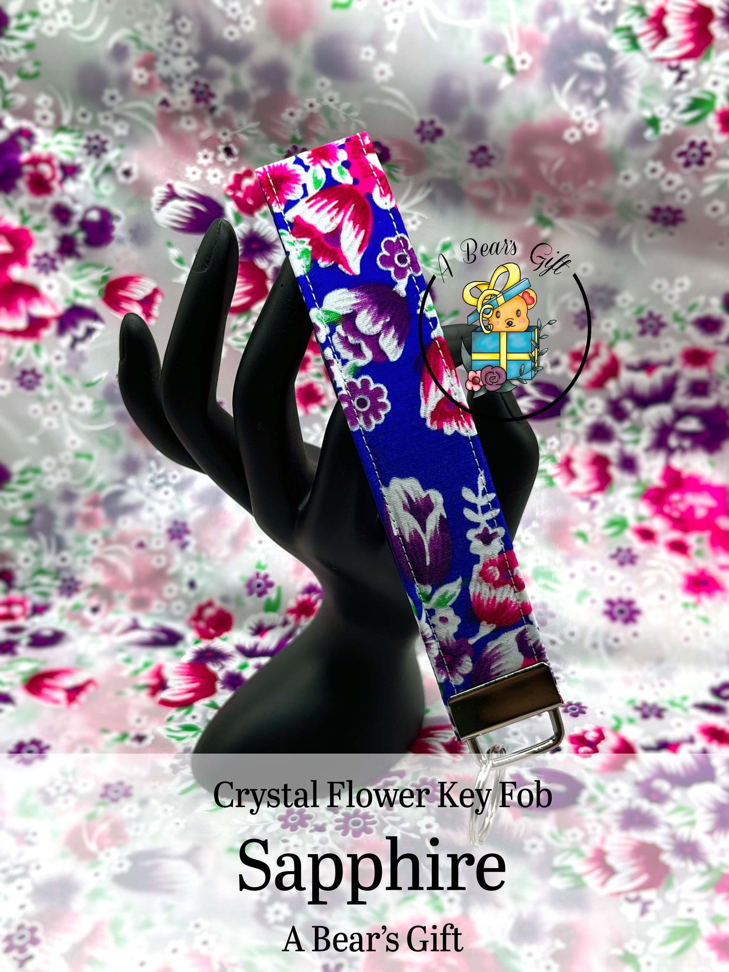 Crystal Flower Keyfob, Keywristlet, Keyholder strap