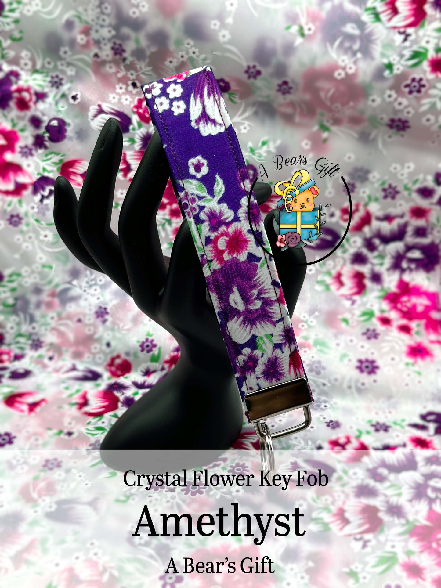 Crystal Flower Keyfob, Keywristlet, Keyholder strap