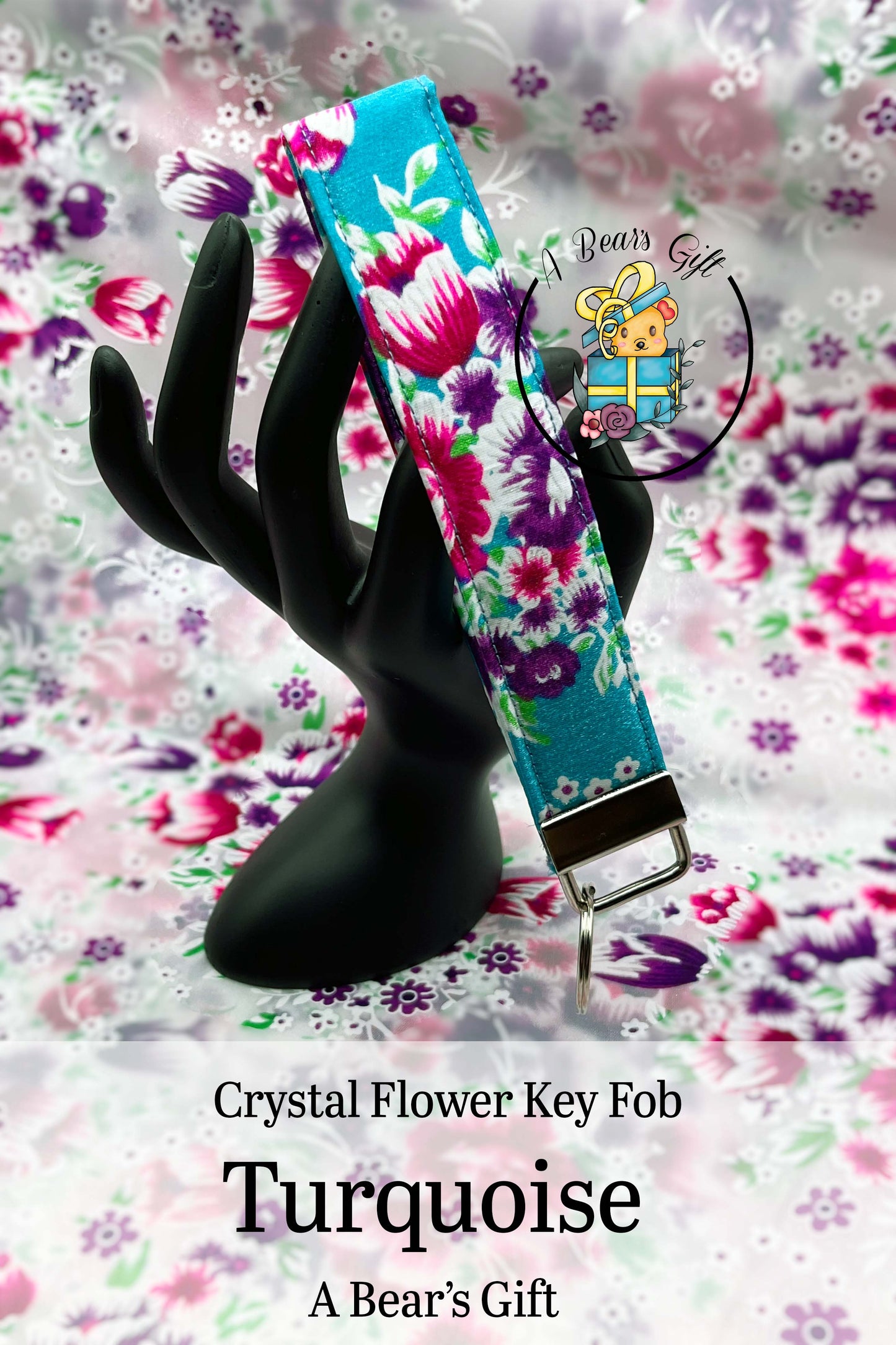 Crystal Flower Keyfob, Keywristlet, Keyholder strap