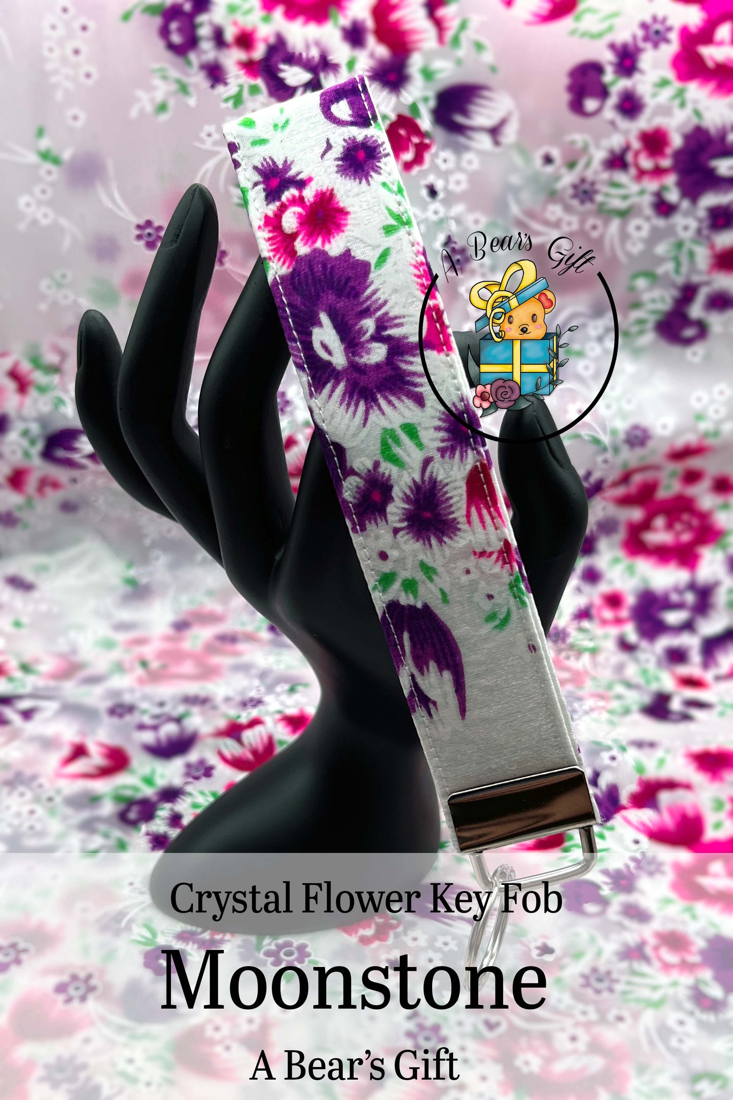 Crystal Flower Keyfob, Keywristlet, Keyholder strap