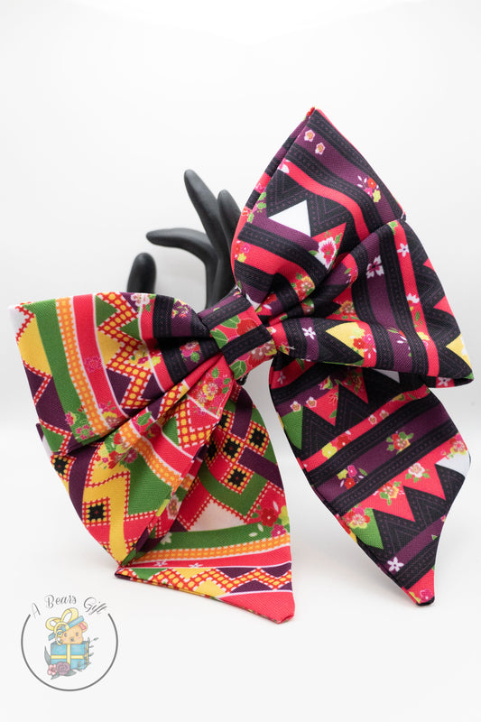 Hmong Pattern XL Sailor Hair Bow 2