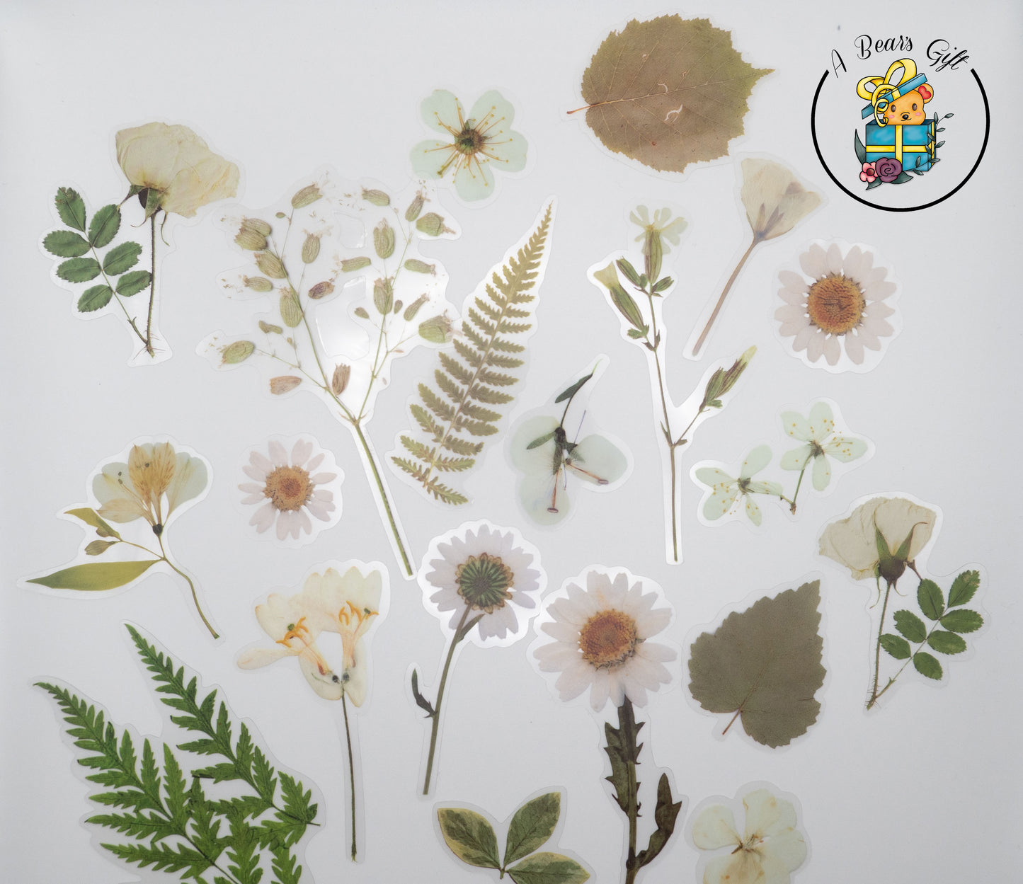 [CLEARANCE] Flower Garden Stickers, Clear Die Cute Flower - White Flower