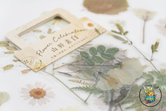 [CLEARANCE] Flower Garden Stickers, Clear Die Cute Flower - White Flower