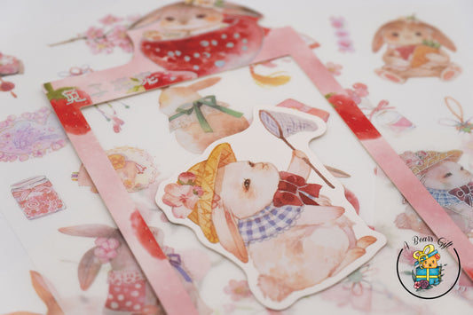 [CLEARANCE] Cute Animal Stickers- Rabbit Stickers, 4 sheets