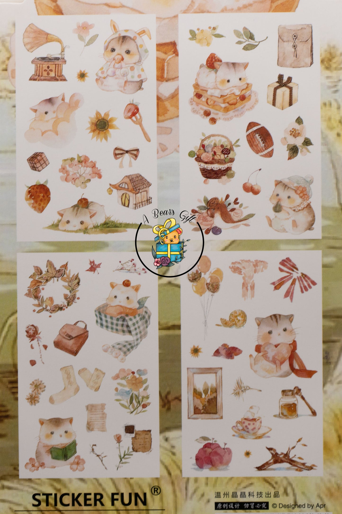 [CLEARANCE] Cute Animal Sticker- Strawberry Hamster Stickers, 4 sheets