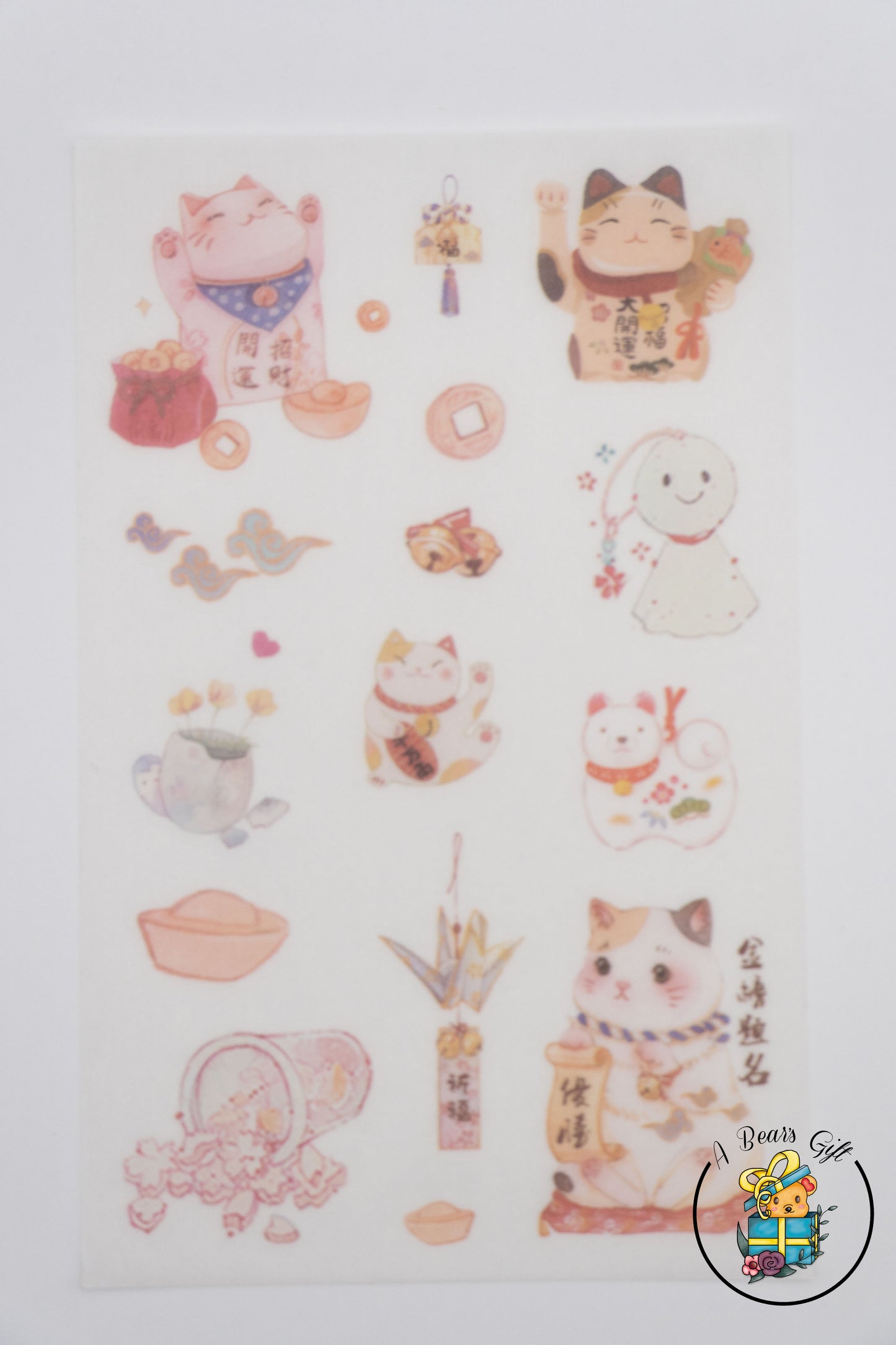 [CLEARANCE] Cute Animal Sticker- Lucky Cat Stickers, 4 sheets