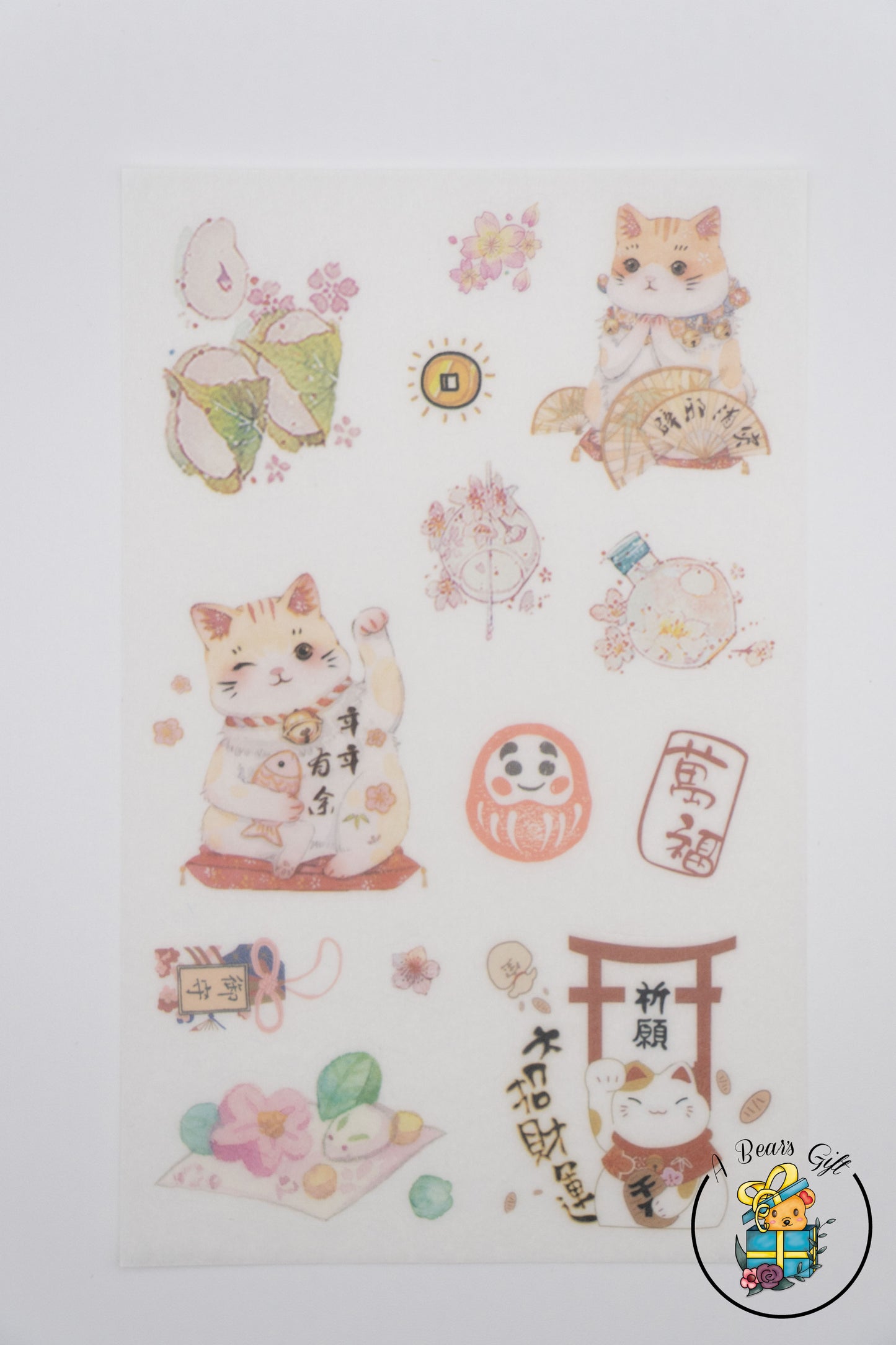 [CLEARANCE] Cute Animal Sticker- Lucky Cat Stickers, 4 sheets