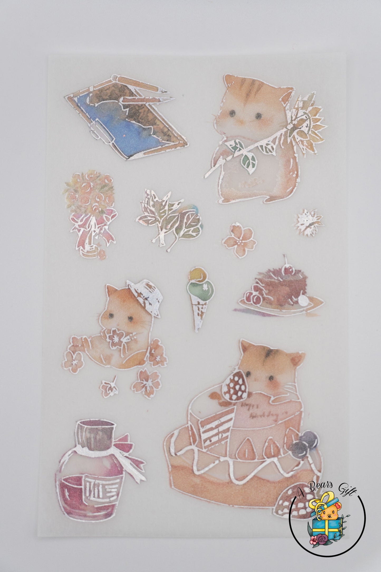 [CLEARANCE] Cute Animal Sticker- Sunflower Hamster Stickers, 4 sheets