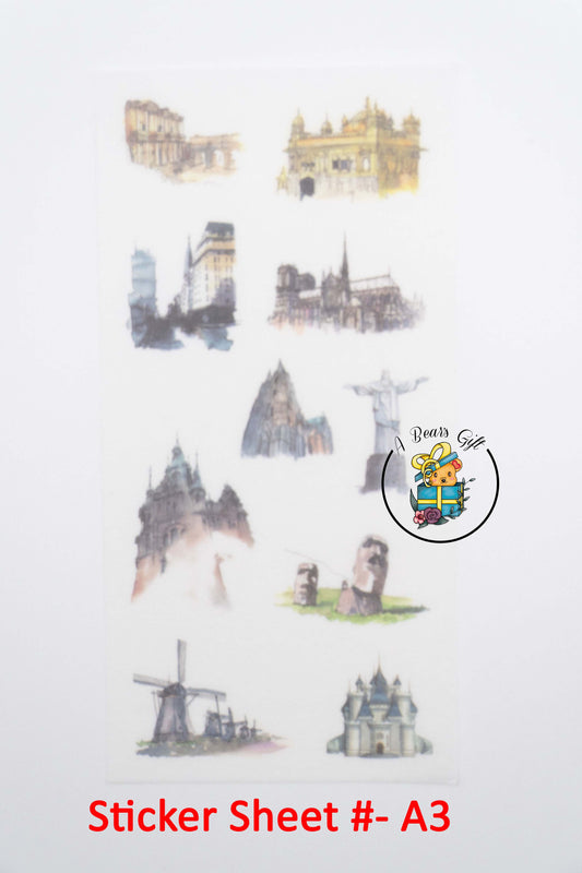 [CLEARANCE] Architectural Landmark Sticker Sheet - A3