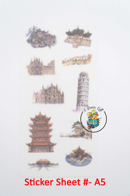 [CLEARANCE] Architectural Landmark Sticker Sheet - A5