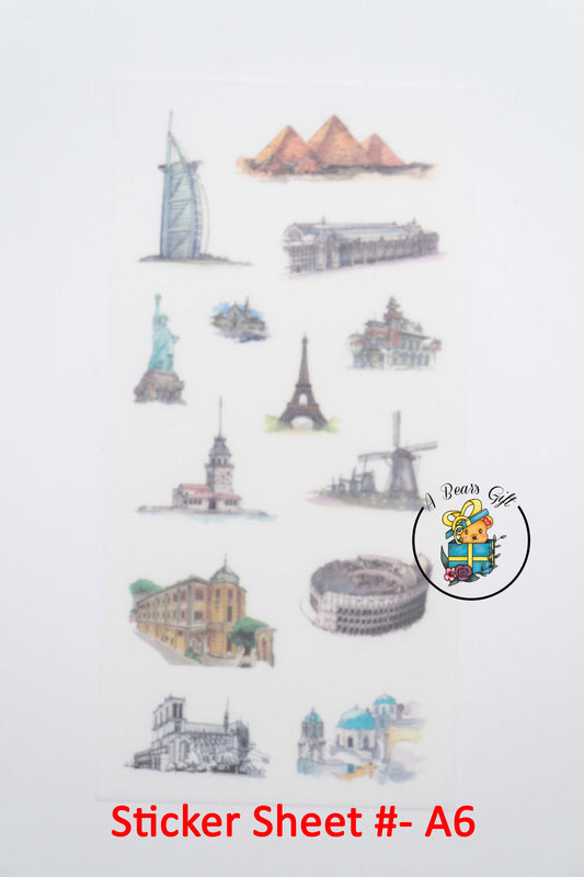 [CLEARANCE] Architectural Landmark Sticker Sheet - A6