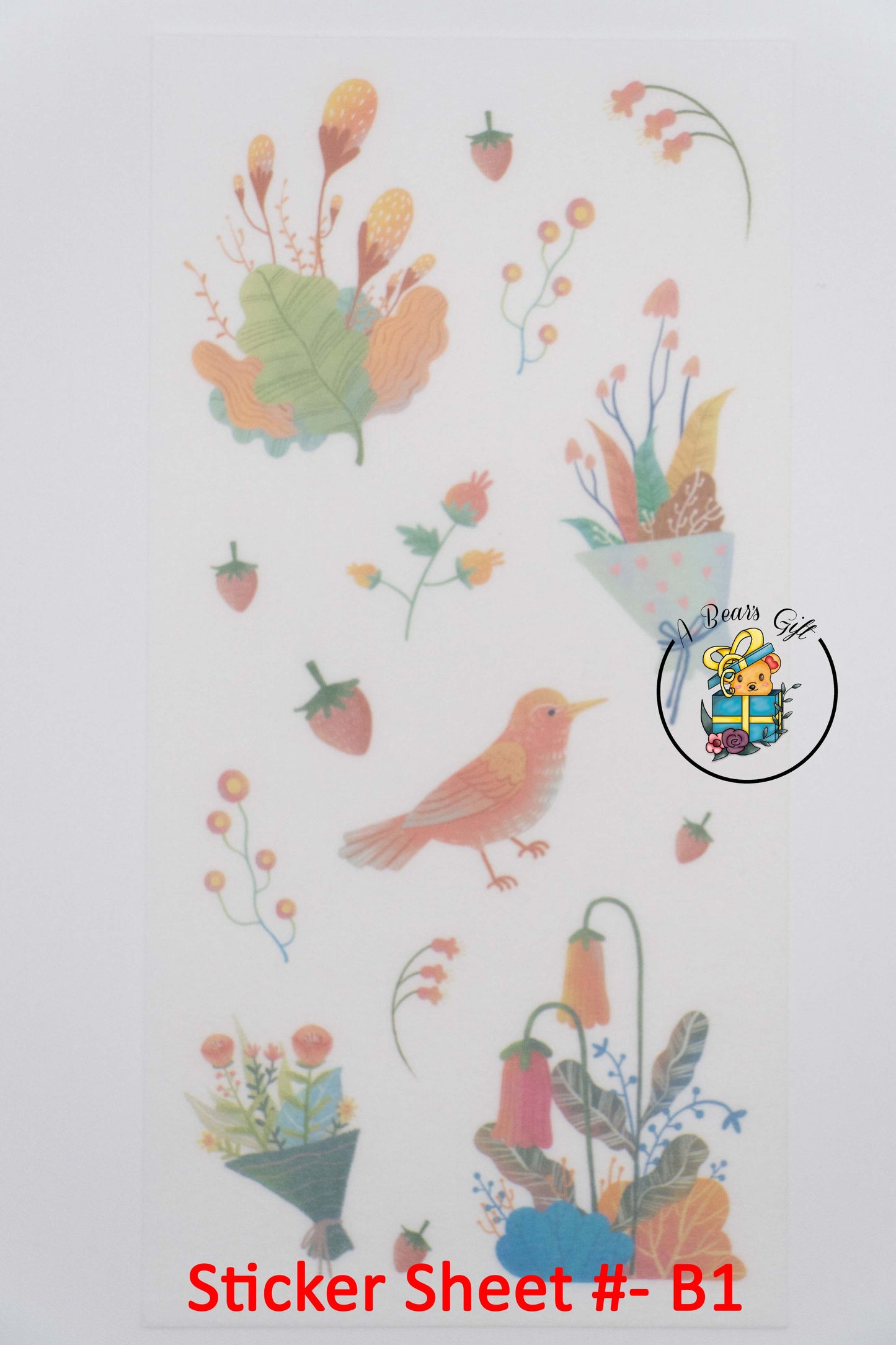 [CLEARANCE] Bird and Flowers Sticker Sheet - B1