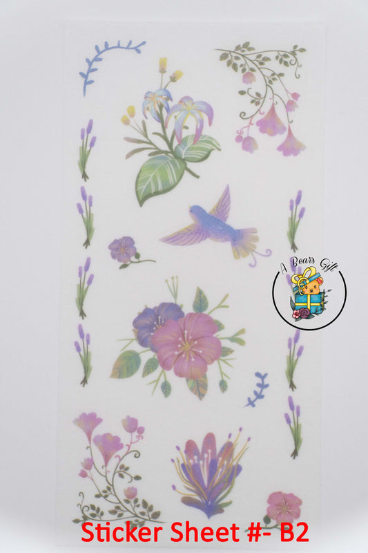 [CLEARANCE] Bird and Flowers Sticker Sheet - B2