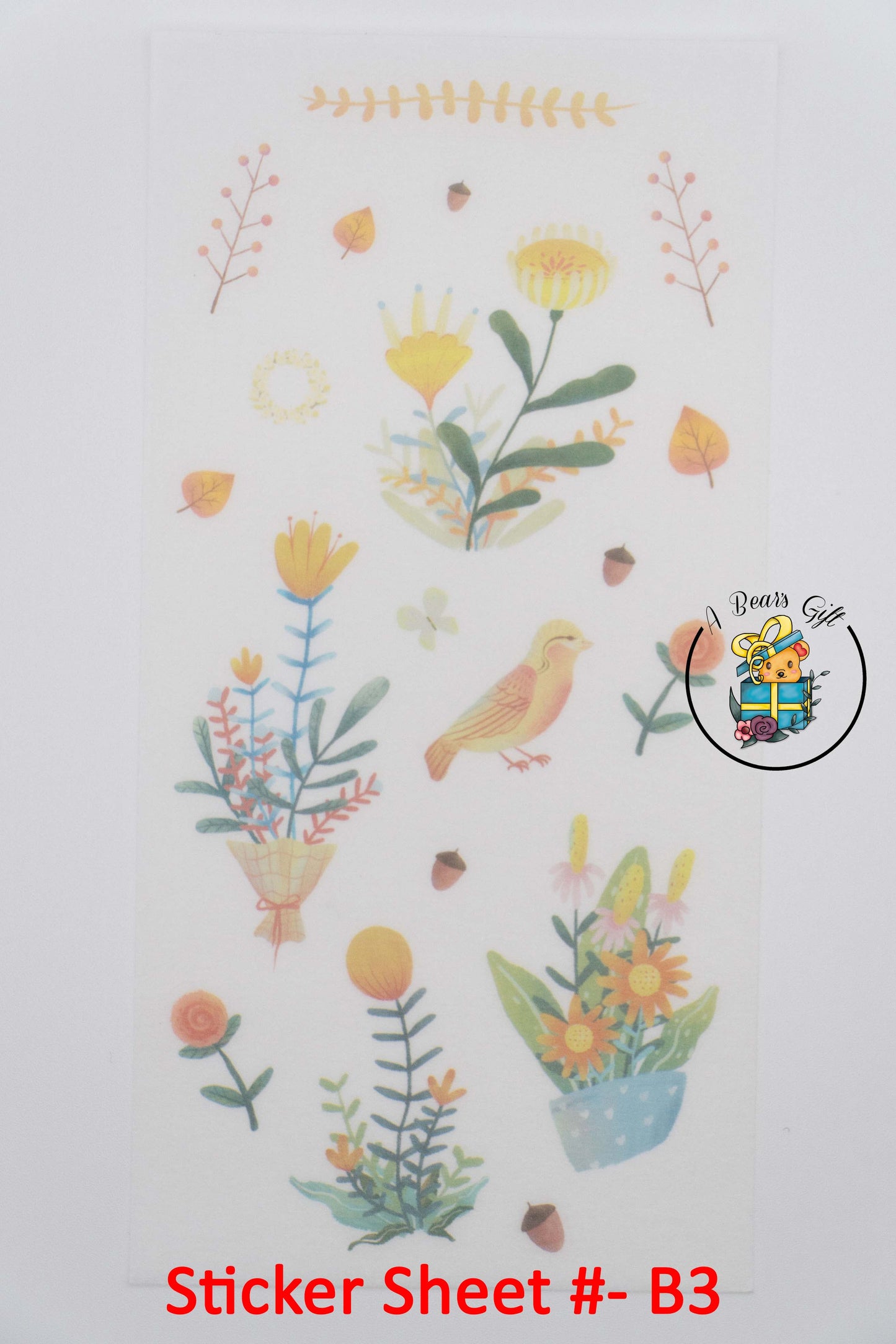 [CLEARANCE] Bird and Flowers Sticker Sheet - B3