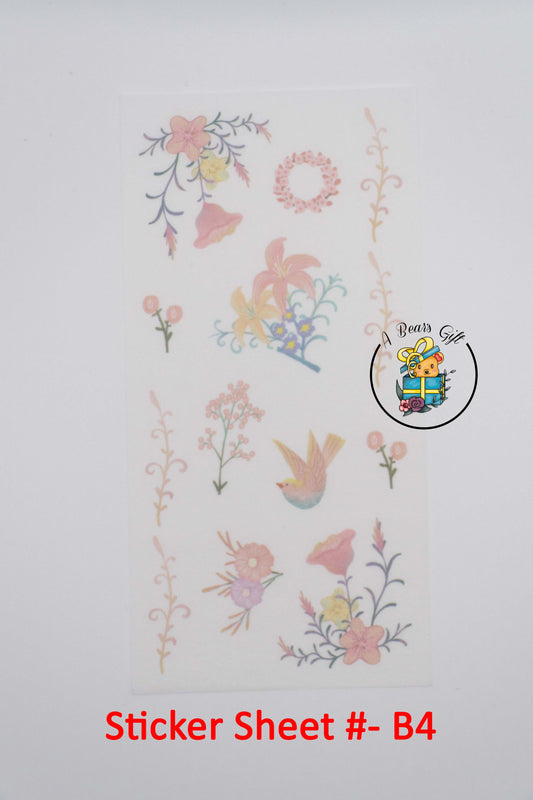 [CLEARANCE] Bird and Flowers Sticker Sheet - B4