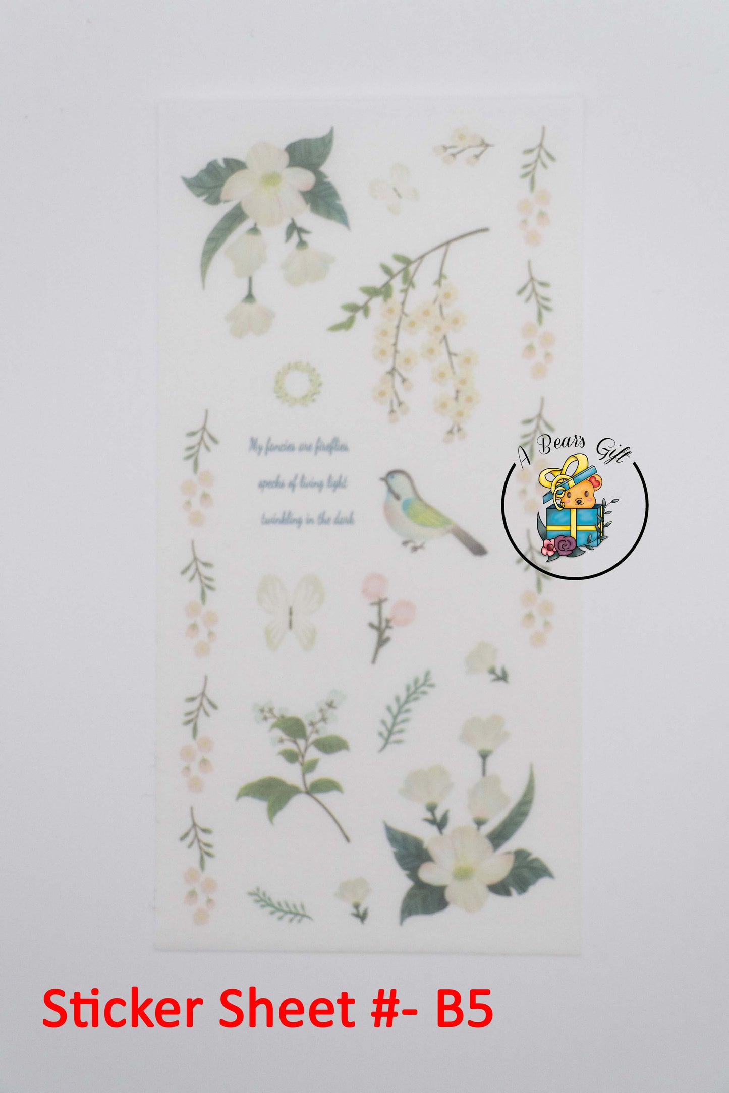 [CLEARANCE] Bird and Flowers Sticker Sheet - B5