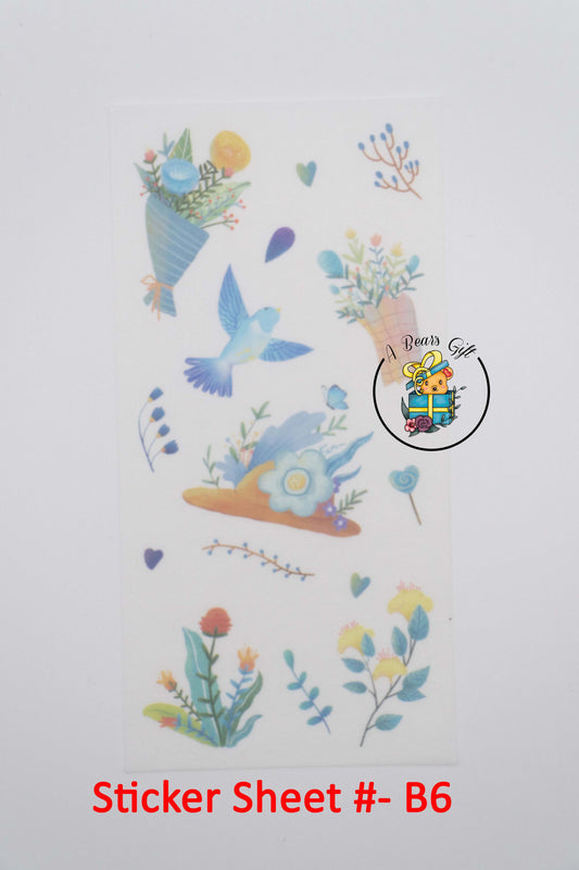 [CLEARANCE] Bird and Flowers Sticker Sheet - B6