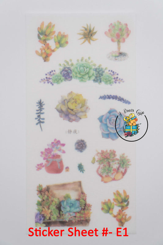 [CLEARANCE] Succulent Garden Sticker Sheet - E1