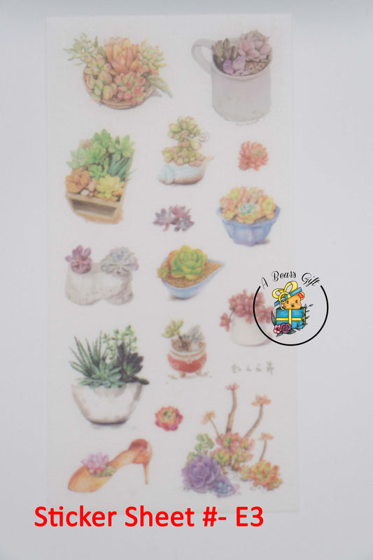 [CLEARANCE] Succulent Garden Sticker Sheet - E3