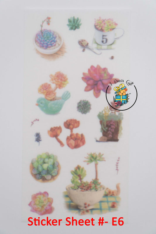 [CLEARANCE] Succulent Garden Sticker Sheet - E6